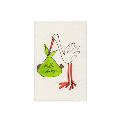 Scribble & Daub - Hello Baby (Stork): Pink & Yellow