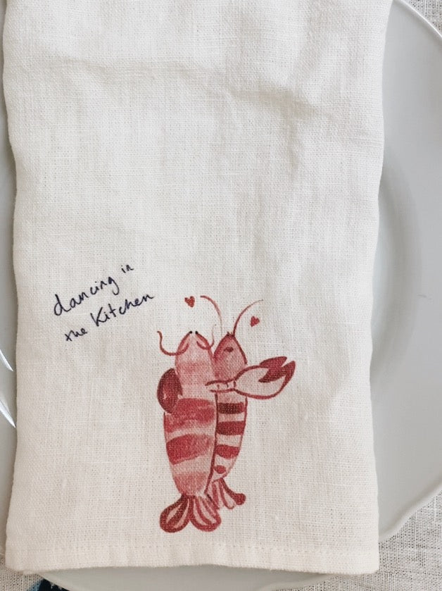 Lobster Lovers & Cherry Cherie - Set of Two Linen Napkins