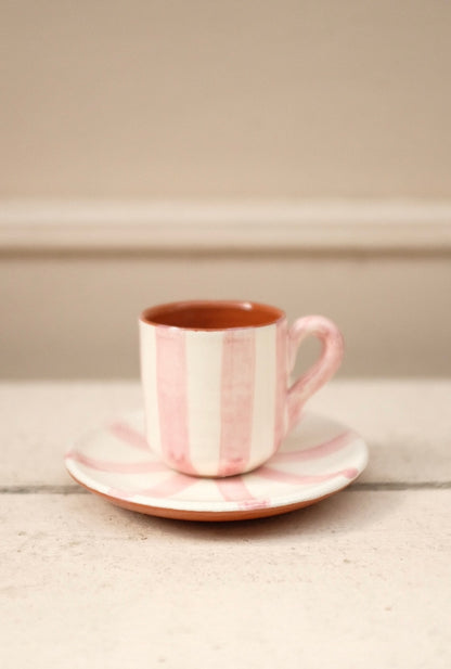 Espresso Cup and Saucer Bold Stripe - Pink