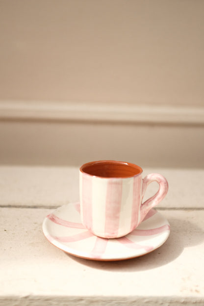 Espresso Cup and Saucer Bold Stripe - Pink