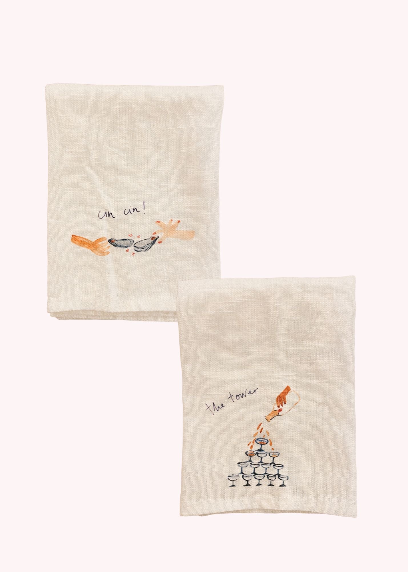 The Tower & Oyster Cheers -  Set of Two Linen Napkins