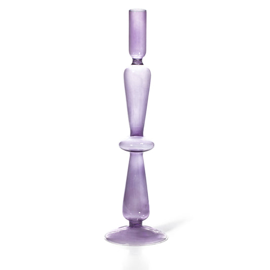 Taper Holder - Coloured Glass - Lilac
