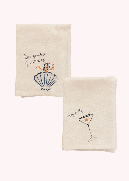 Linen Napkin Set of Two - Goddess of Cocktails / Very Dirty Martini