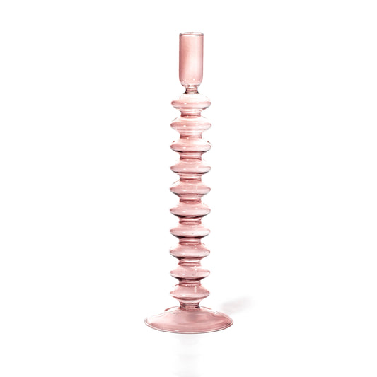 Taper Holder - Coloured Glass - Rose quartz